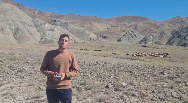 Erzurum'da 'Tekno Çoban' keçileri drone ile sürüye kattı, menisküs ağrıları geçti
