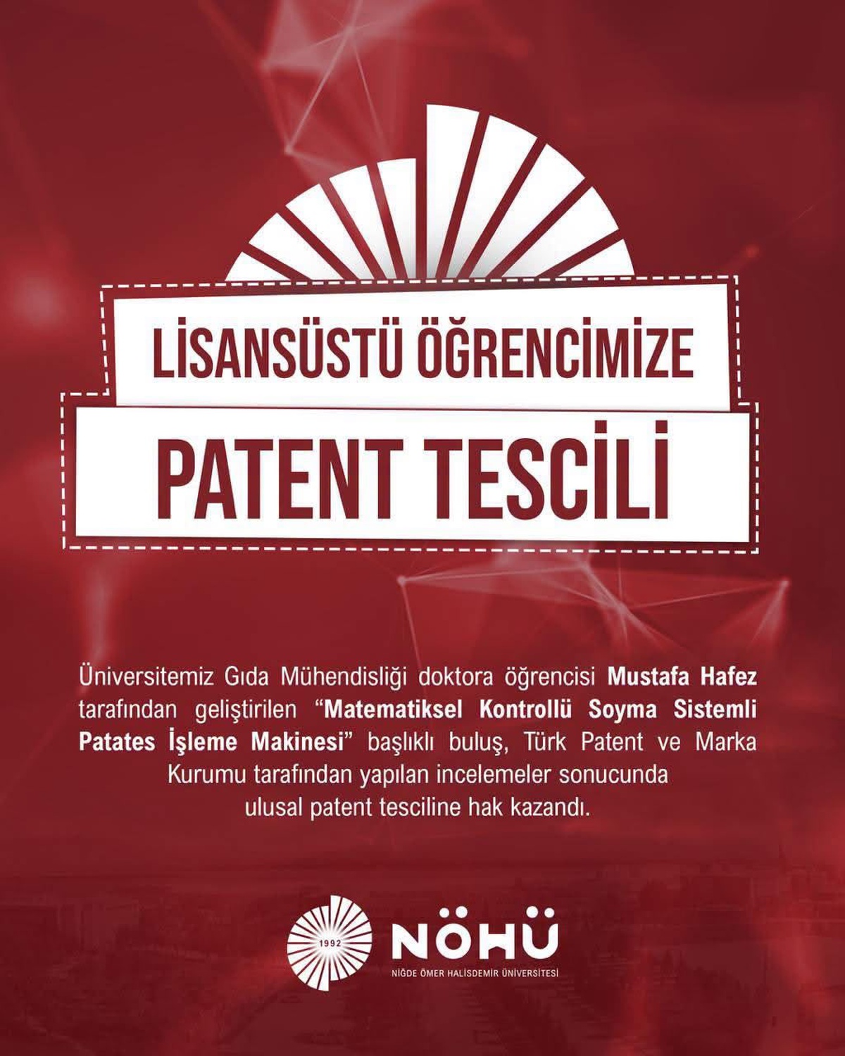 Patates işleme makinesine patent tescili, uluslararası süreçte de aşama geçildi