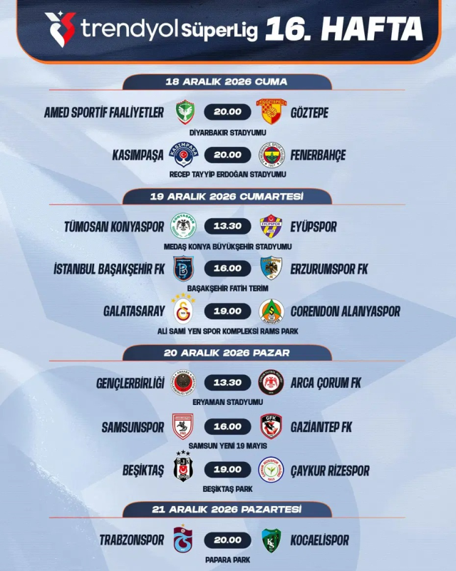 Galatasaray-Fenerbahçe derbisinin tarihi belli oldu