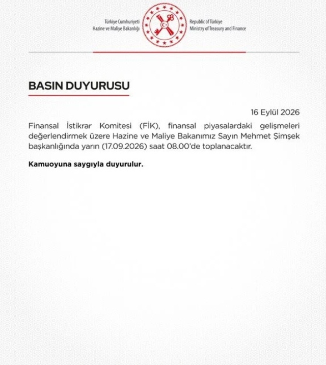 Finansal İstikrar Komitesi, Bakan Şimşek başkanlığında toplanıyor