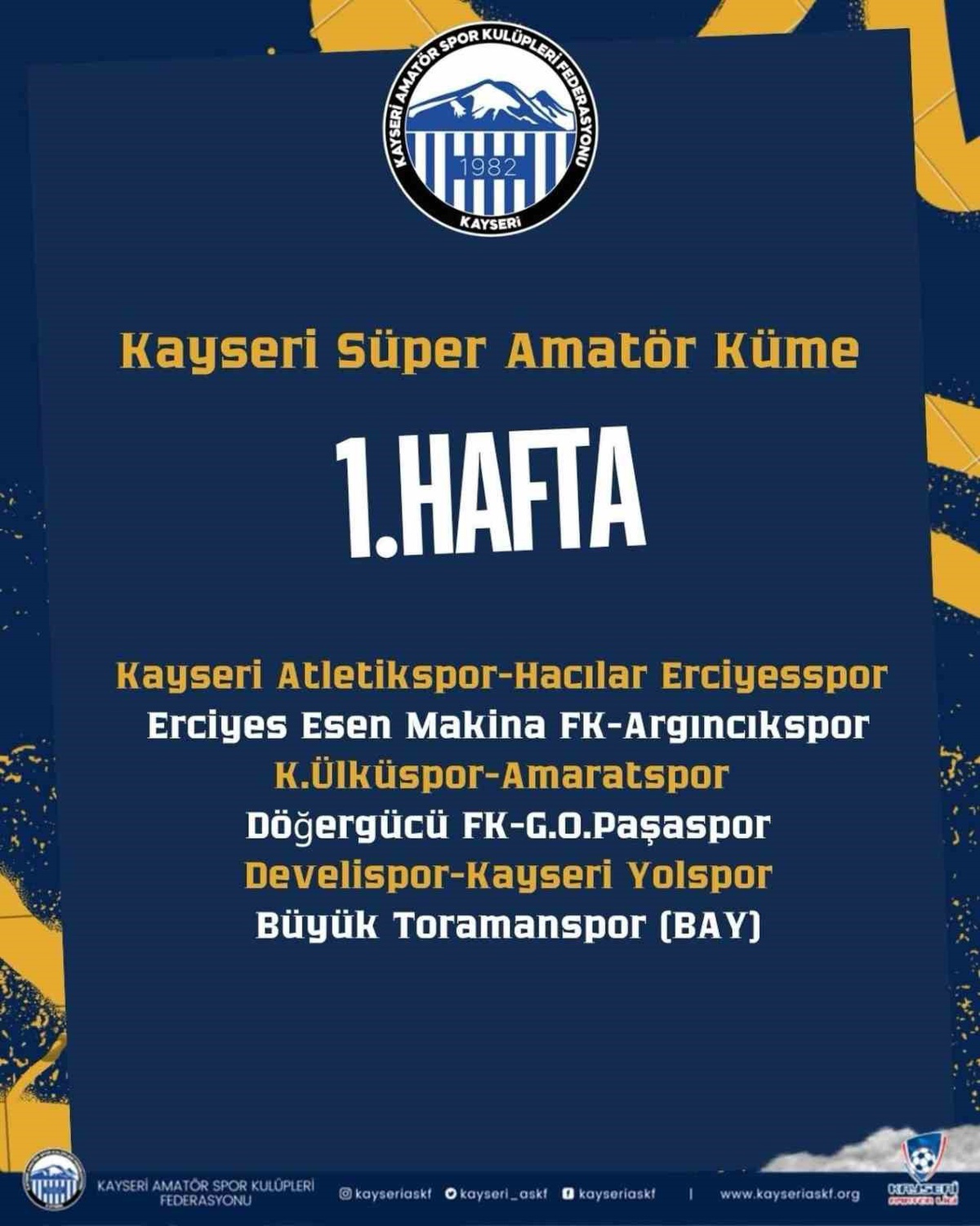 Kayseri Süper Amatör Küme\'de yeni sezon fikstürü çekildi, 11 takım mücadele edecek