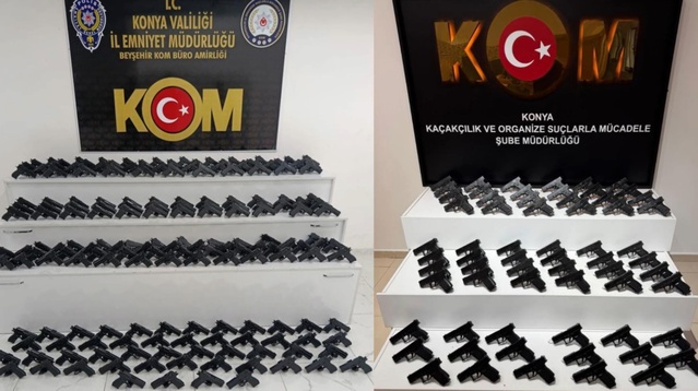 Konya'da Kıskaç operasyonunda 20 şüpheli 244 tabancayla yakalandı