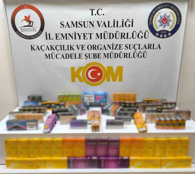 Bafra'da kaçakçılık operasyonunda 500 paket sigara ve 120 puro ele geçirildi