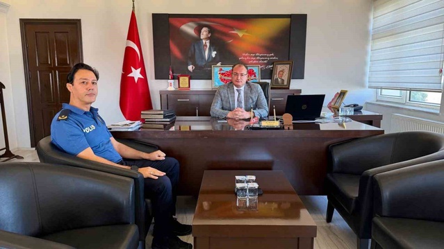 Bolvadin İlçe Emniyet Müdürü Arıkan, Kaymakam Ali Arıkan'ı ziyaret etti