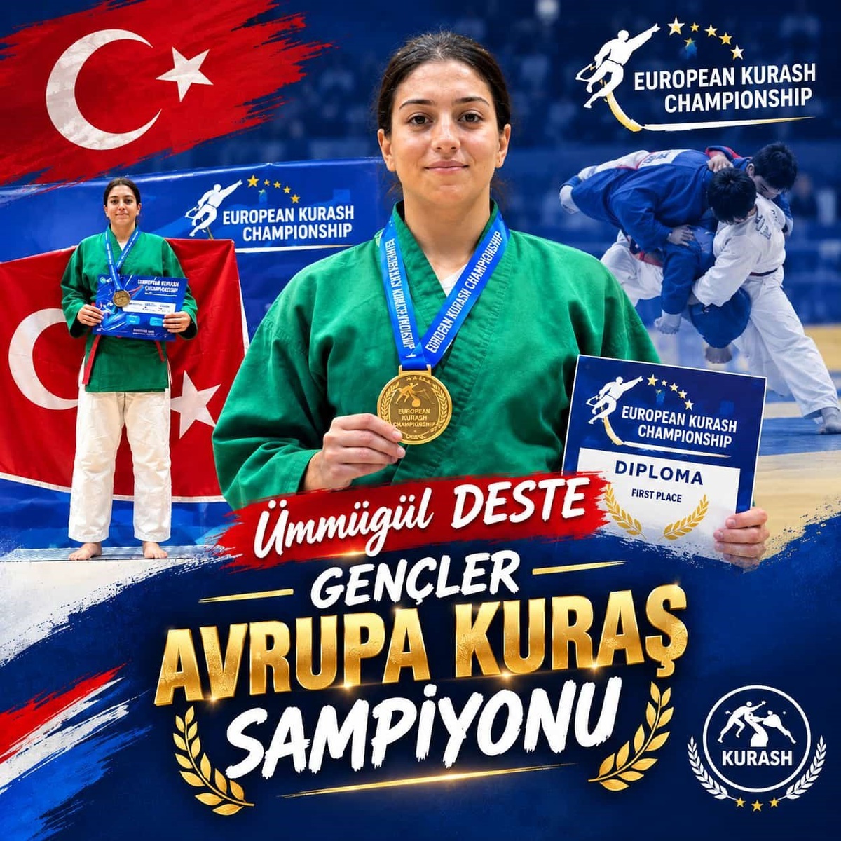Denizlili Ümmügül Deste Bulgaristan\'da Avrupa Kuraş Şampiyonu oldu