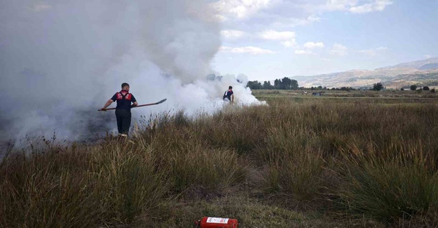 Erzincan’da arazide çıkan yangın söndürüldü