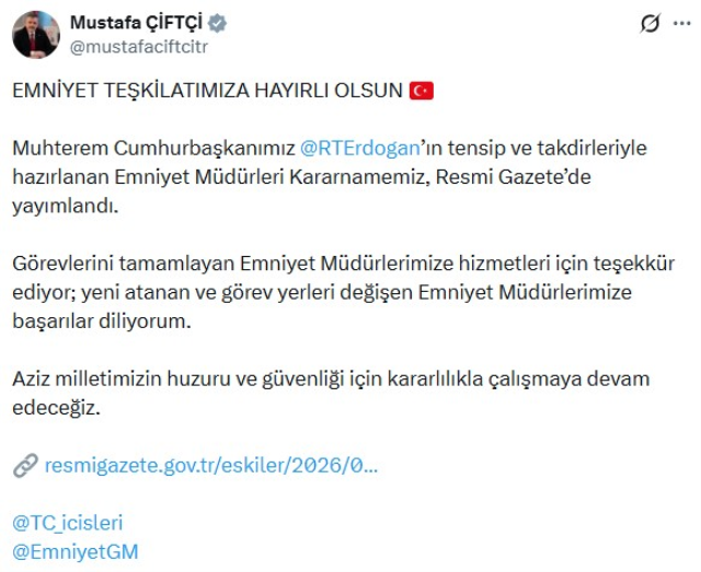 39 ile yeni emniyet müdürü! Aralarında İzmir, Diyarbakır ve Gaziantep de var