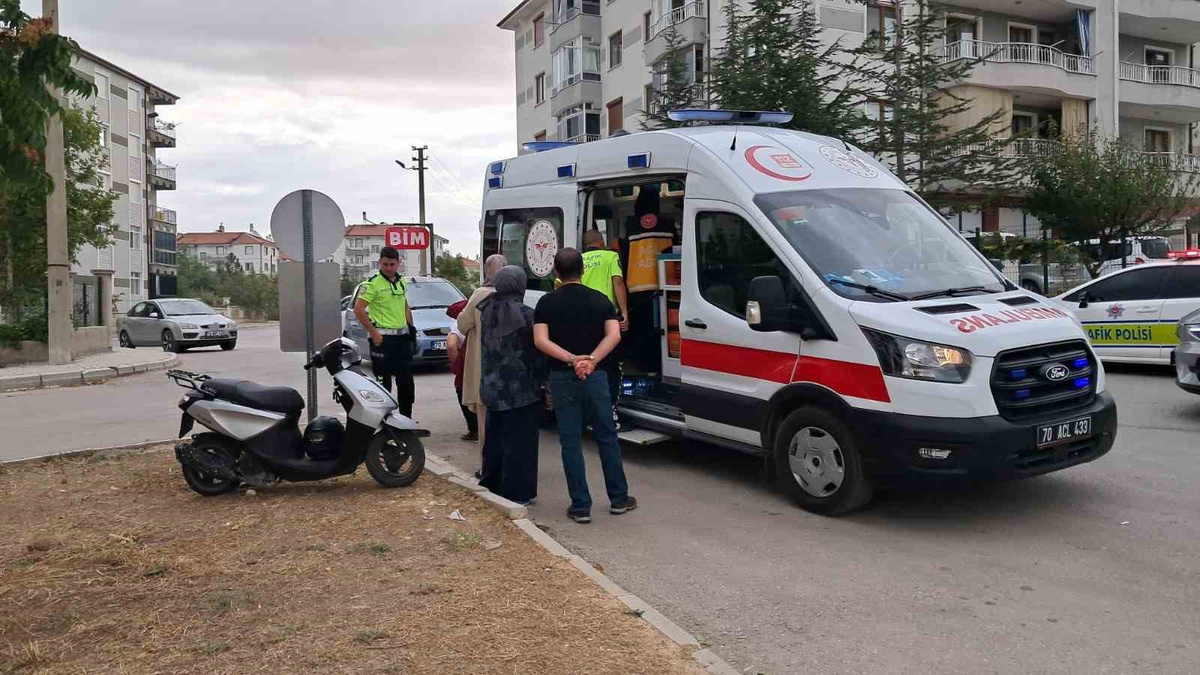 Karaman\'da otomobille çarpışan motosikletin 16 yaşındaki sürücüsü yaralandı