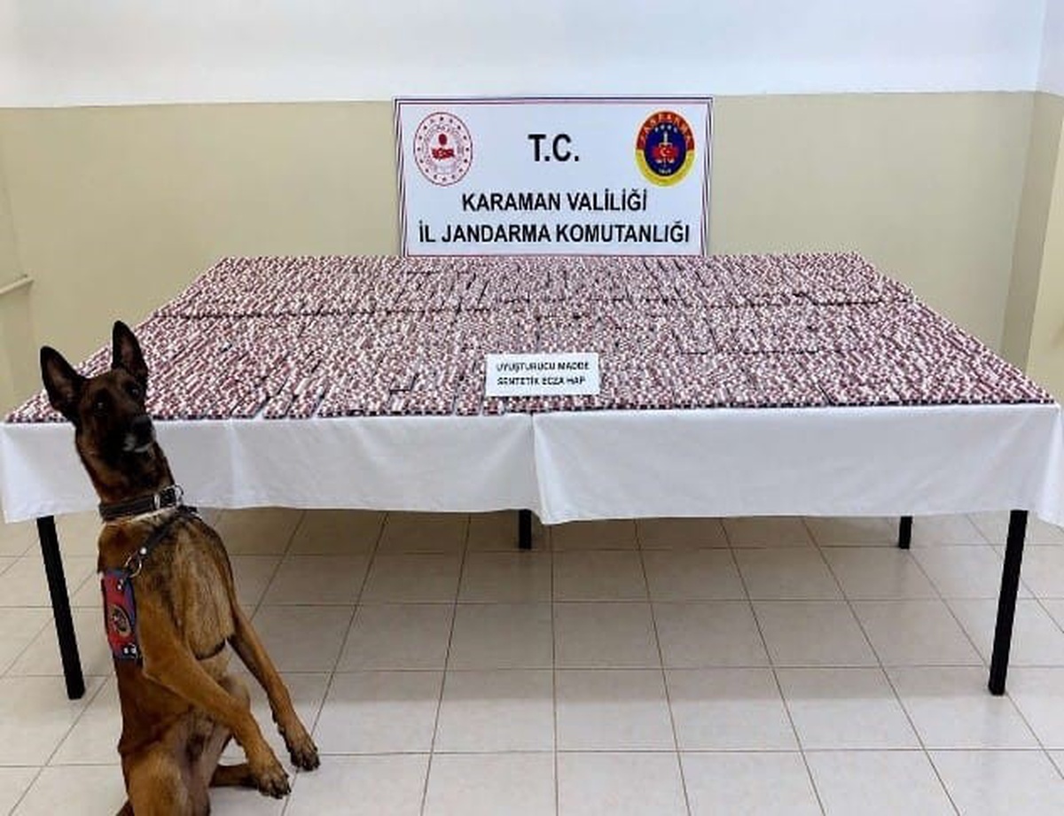 Karaman\'da jandarma denetiminde 20 bin sentetik hap ele geçirildi, 7 kişi tutuklandı