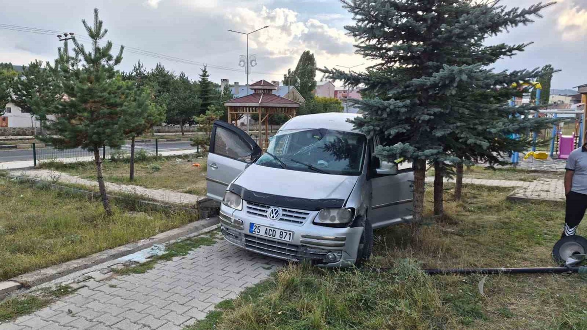 Sarıkamış\'ta takla atıp parka savrulan hafif ticari araçta 2 kişi yaralandı