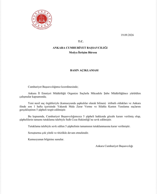 Organize suç operasyonunda yeni gelişme! 5 şüpheli tutuklandı
