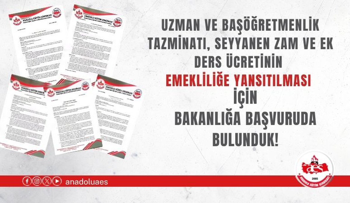 Anadolu Eğitim Sendikası, emeklilikte kesilen ek ders ve tazminat için başvurdu