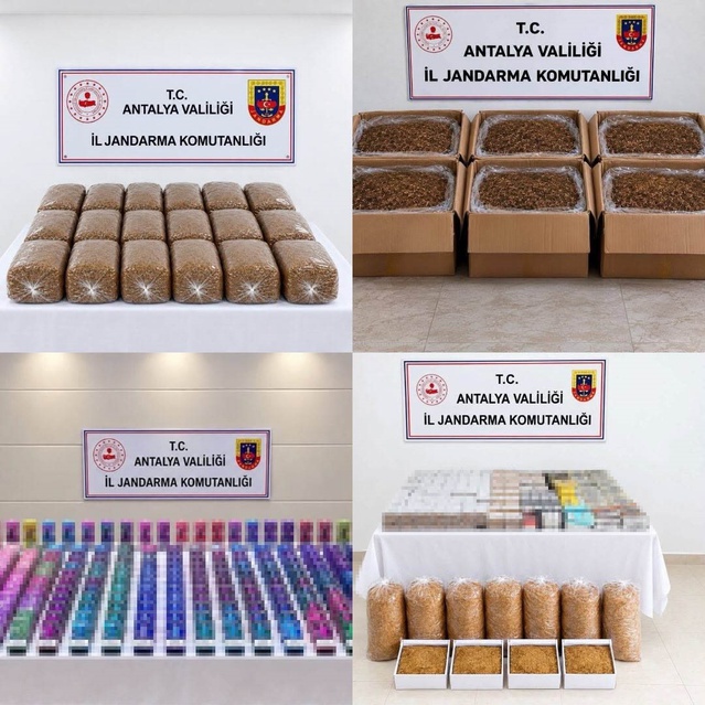 Antalya'da 3 ilçedeki kaçak tütün operasyonunda 500 kilogram tütün ele geçirildi