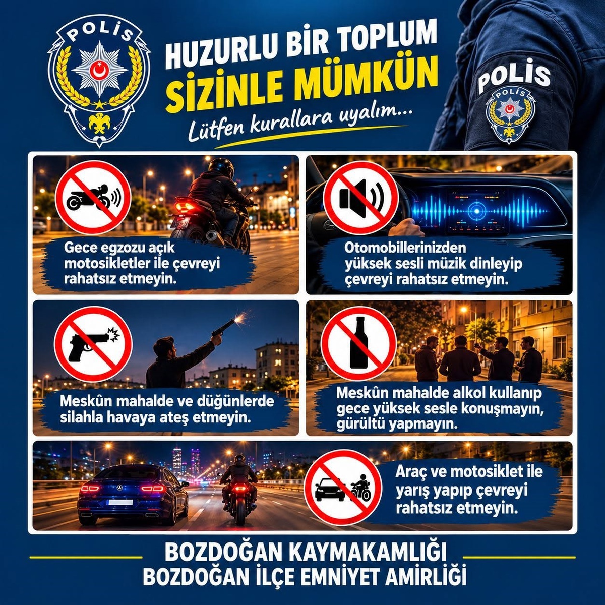 Bozdoğan Kaymakamlığı ve İlçe Emniyet Amirliği, motosikletlilere kask çağrısı yaptı