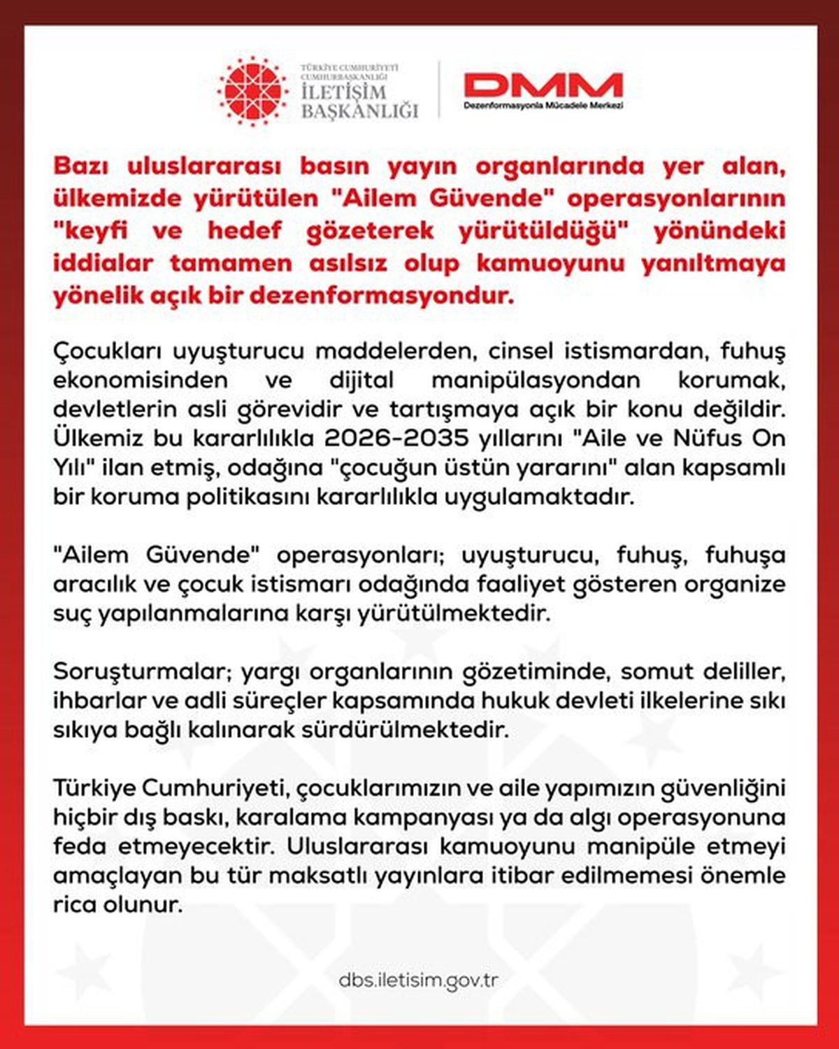 DMM, \'Ailem Güvende\' operasyonlarına yönelik iddiaları dezenformasyon olarak niteledi