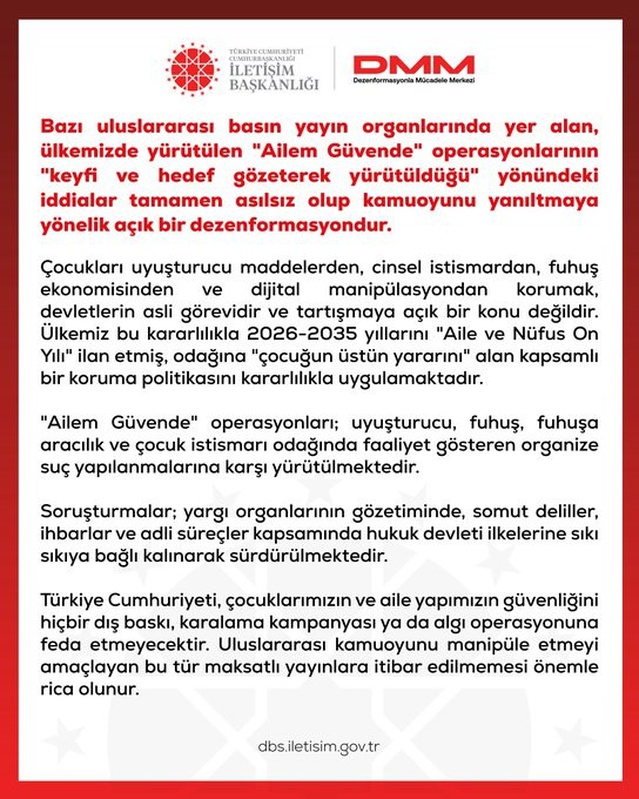 DMM, 'Ailem Güvende' operasyonlarına yönelik iddiaları dezenformasyon olarak niteledi