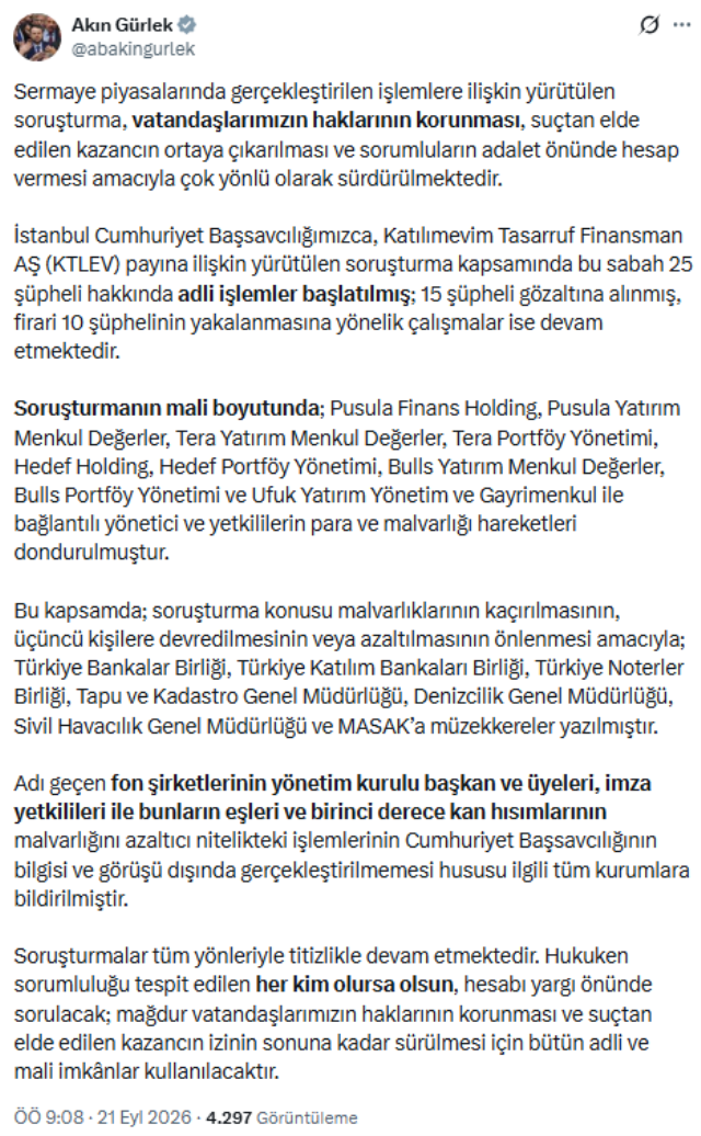 Katılımevim'e piyasa dolandırıcılığı operasyonu! 15 şüpheli gözaltında