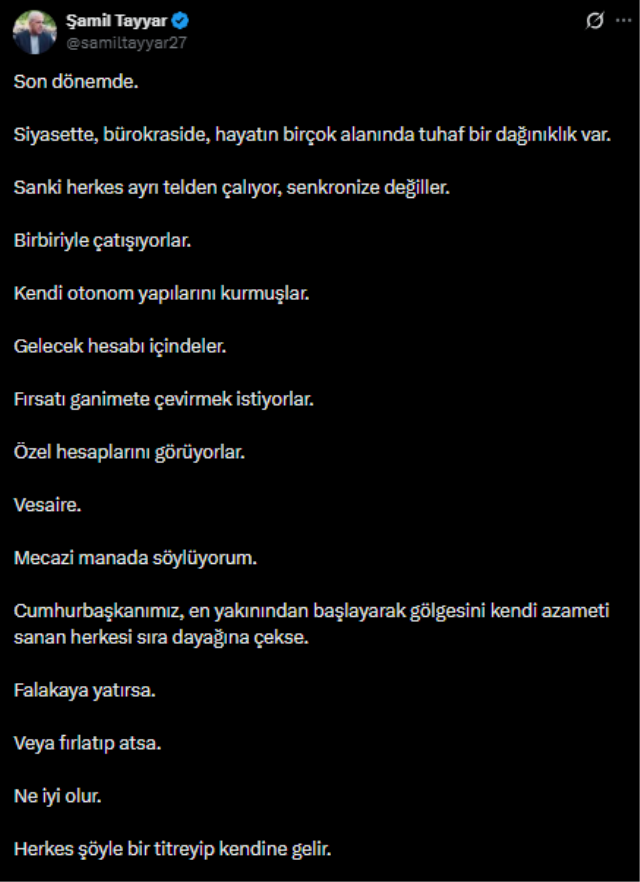 AK Partili Şamil Tayyar’dan Cumhurbaşkanı Erdoğan’a çağrı: Herkesi falakaya yatırsa ne iyi olur