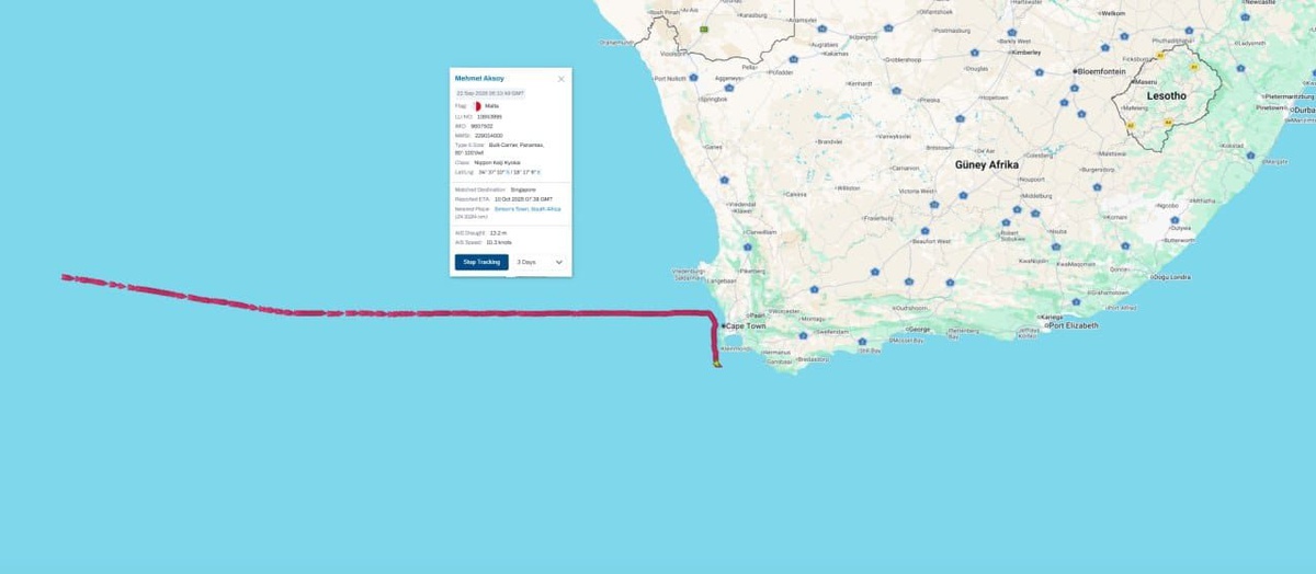 Atlas Okyanusu\'nda iş kazası geçiren denizci Cape Town\'da hastaneye sevk edildi