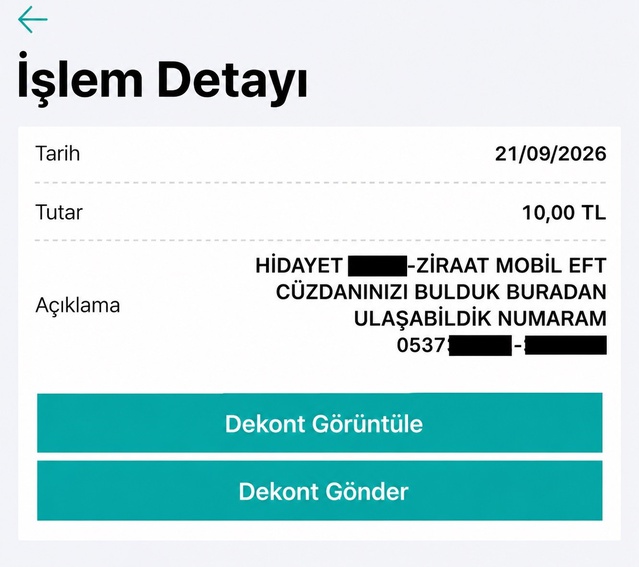 Elazığ'da bulduğu cüzdanın sahibine 10 TL gönderen şahıs, cüzdanı teslim etti