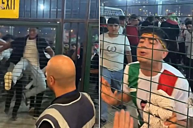 Stadyum girişinde skandal görüntü! Polise tükürdüler