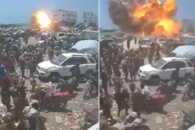 Yemen'de pazar yerine saldırı! Büyük patlama kamerada