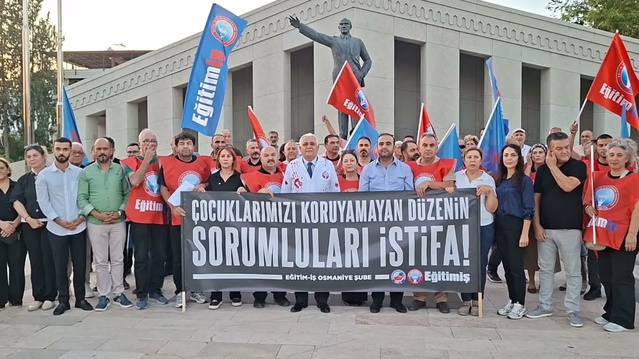 Eğitim-İş Osmaniye, Turgutlu'da 1. derece riskli okulda 7 bakanlığa hesap sordu