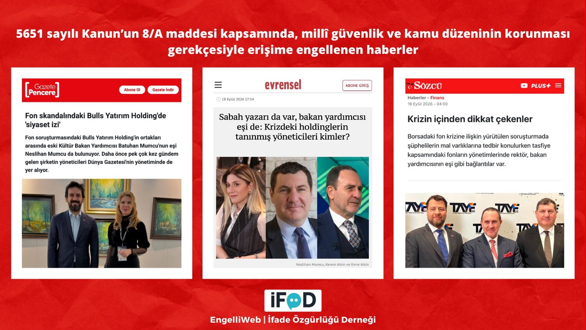 İFÖD, fon krizi haberlerine milli güvenlik gerekçesiyle erişim engeli konduğunu duyurdu