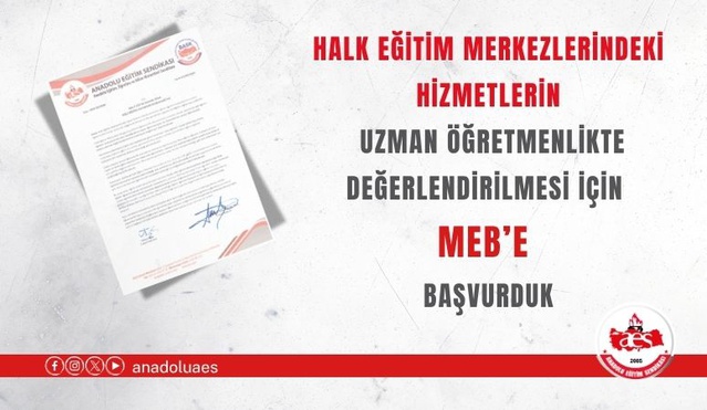 Halk Eğitim'de usta öğretici görünenlerin uzman öğretmenlik için AES, MEB'e başvurdu