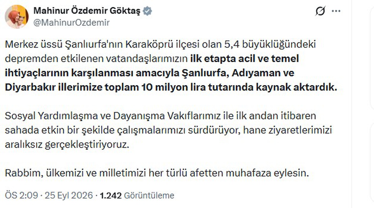 Aile Bakanı Göktaş, depremzedelere 10 milyon lira kaynak aktarıldığını duyurdu