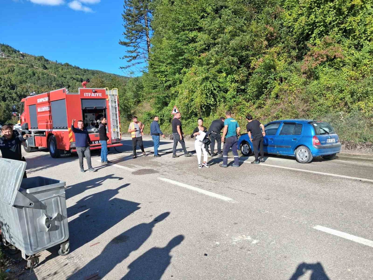 Kastamonu Şenpazar\'da otomobilin motorunda çıkan yangını itfaiye söndürdü