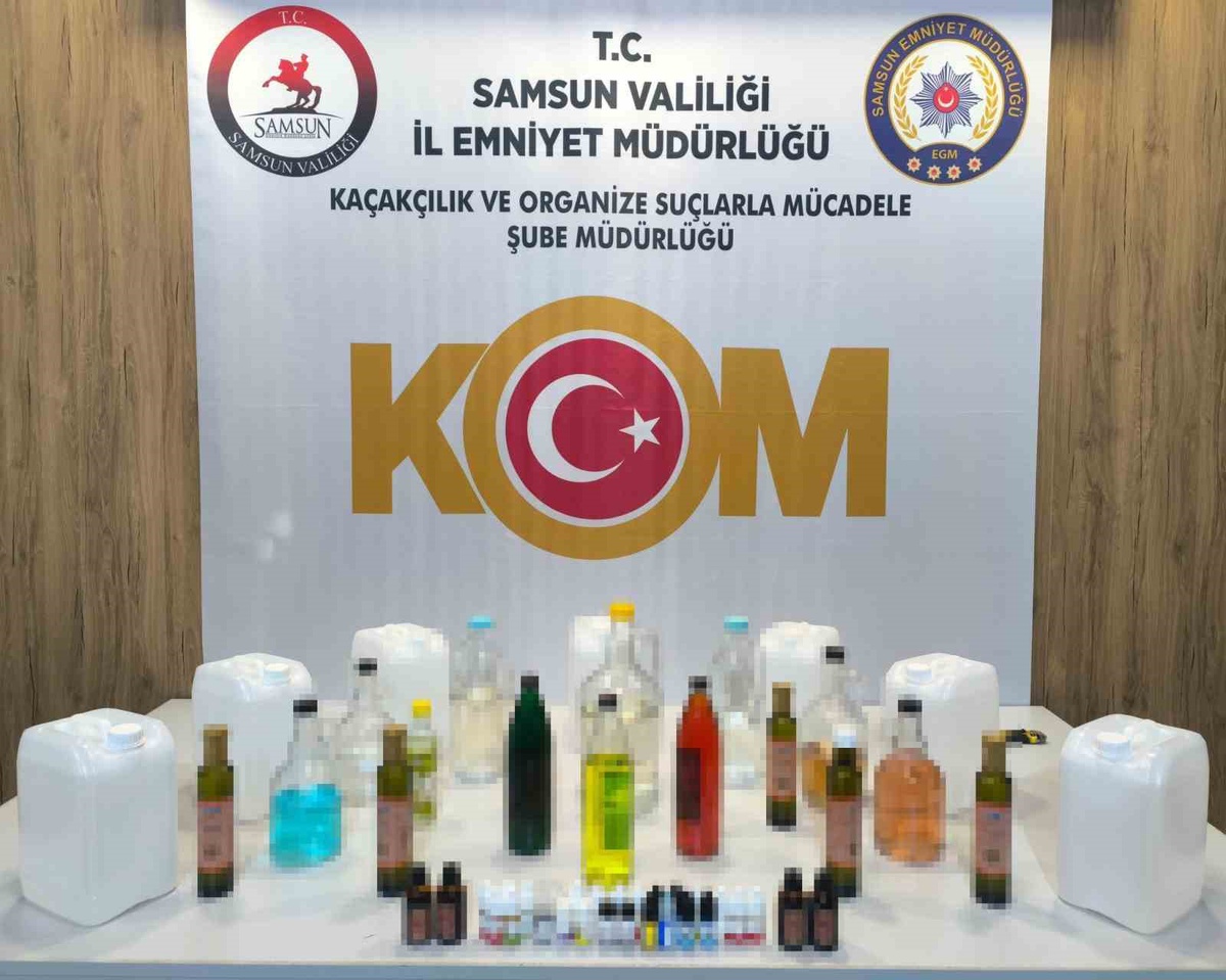 Samsun Atakum\'da KOM ekiplerinin operasyonunda 35 litre etil alkol ele geçirildi