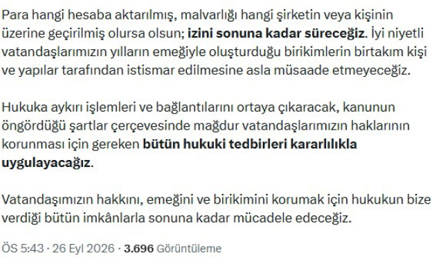 Bakan Gürlek açıkladı! Fon soruşturmasında çok sayıda kişinin mal varlığı donduruldu