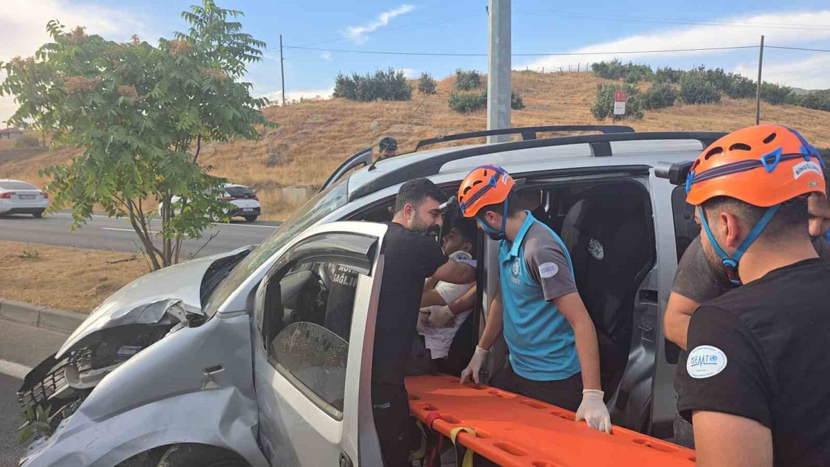 Bingöl-Muş yolunda aydınlatma direğine çarpan hafif ticari araç sürücüsü yaralandı