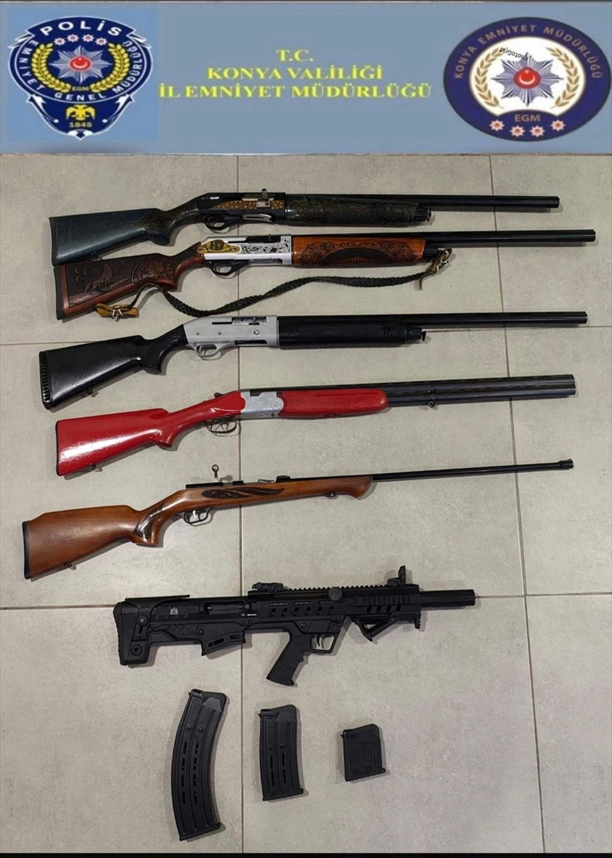 Konya Karatay\'da evinde 6 ruhsatsız tüfek bulunan şüpheli gözaltına alındı