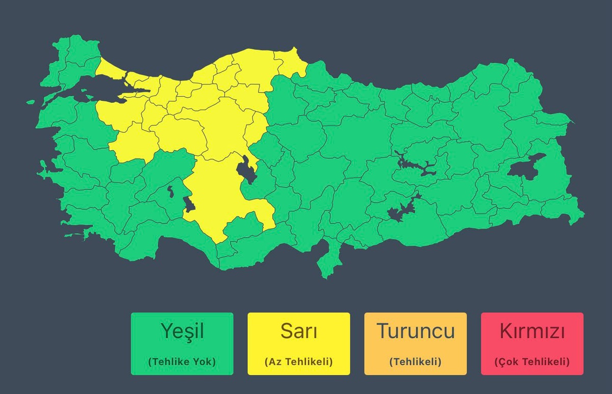 İçişleri Bakanlığı 20 il için sarı kodlu uyarıyı duyurdu, ani sel için tedbir istedi