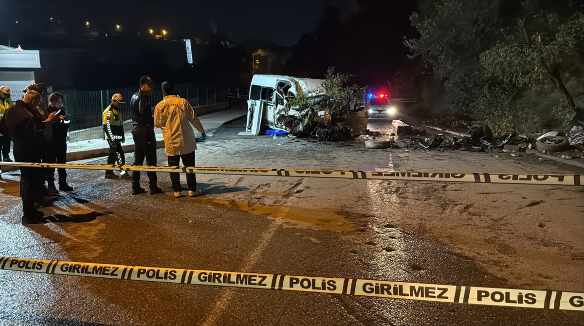 Karabük\'te minibüs tabela, elektrik direği ve ağaca çarptı, 6 kişi yaralandı