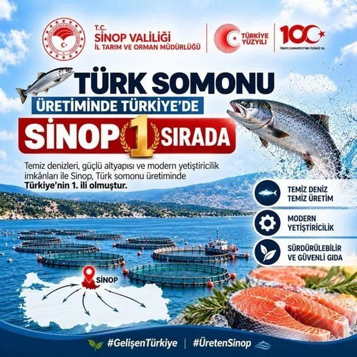 Sinop, Türk somonu üretiminde ilk sırada; denetimlerle kalite korunması hedefleniyor