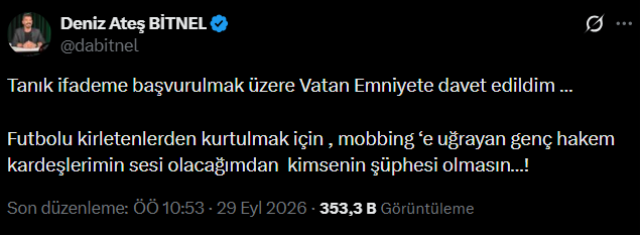 Soruşturma genişliyor, hakemler ifadeye çağrılıyor! Deniz Ateş Bitnel kendisi duyurdu