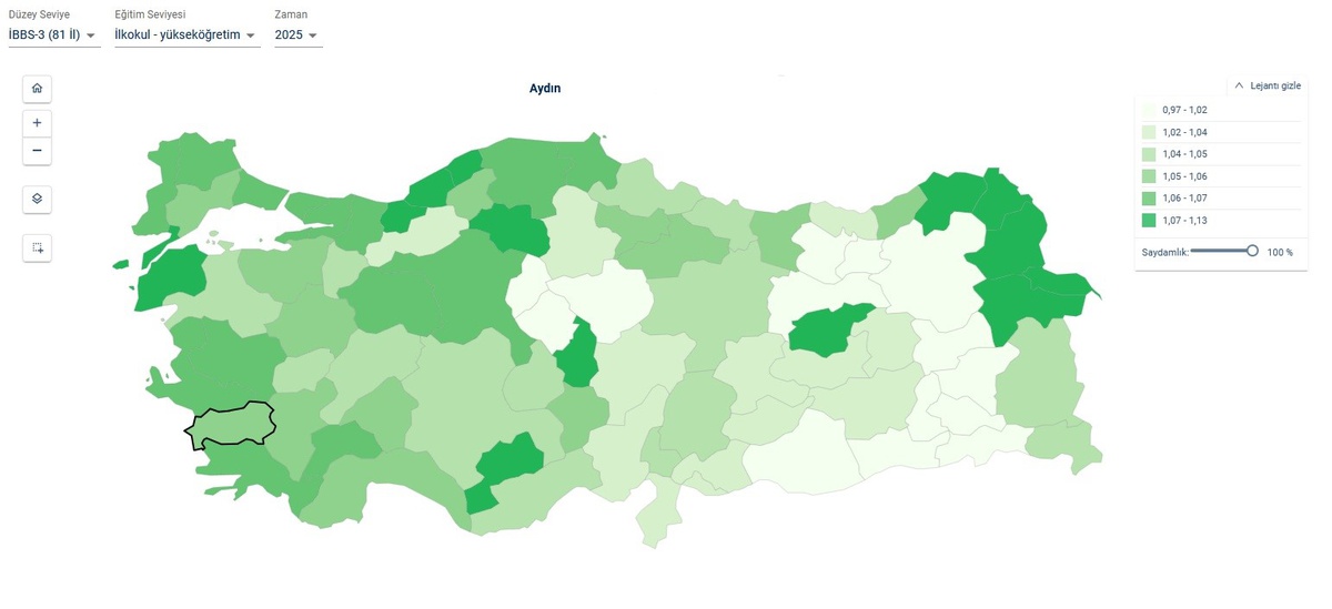 Aydın\'da muhtemel eğitim süresi 16 yıl oldu, kadınlarda erkeklerden 1 yıl uzun