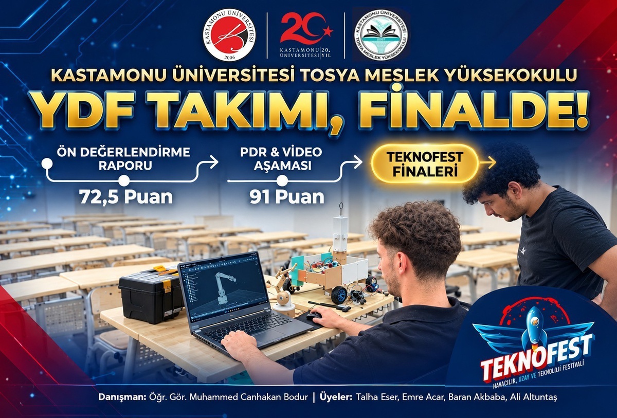 Kastamonu Tosya MYO YDF Takımı, RoboLig finaline kalırken proje raporundan 91 aldı