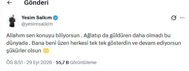 Yeşim Salkım'dan manidar paylaşım: Allah'ım, sen konuyu biliyorsun