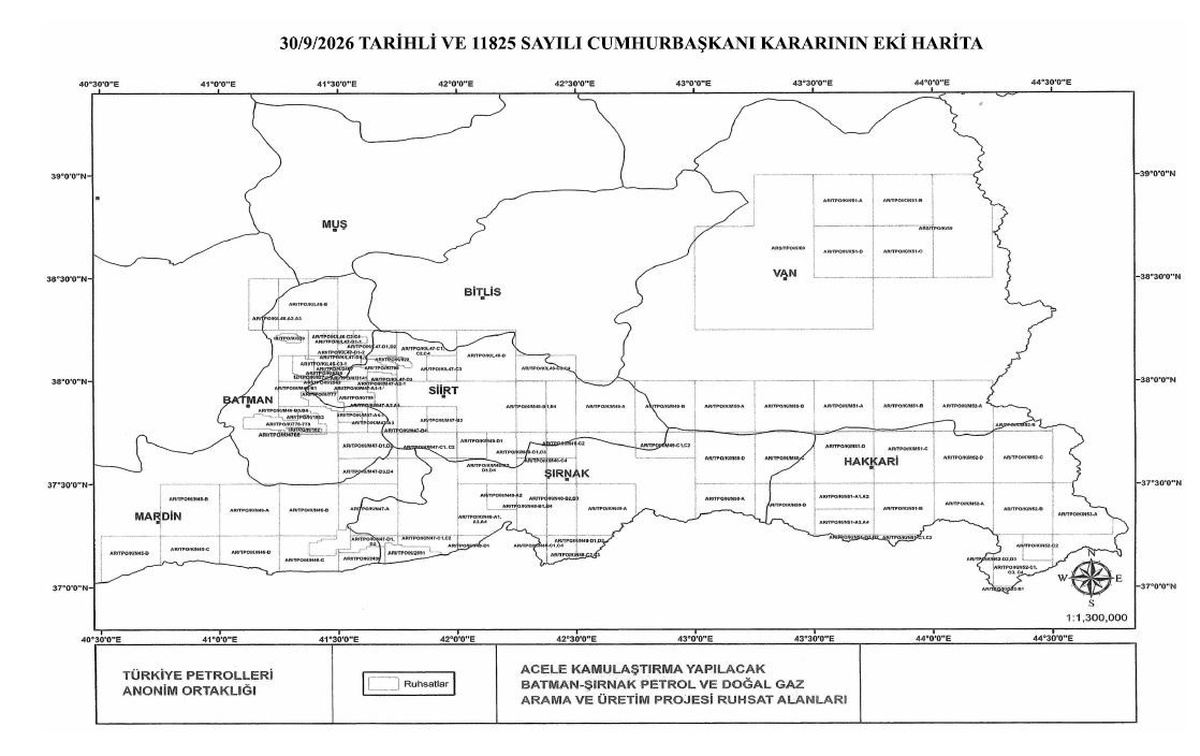 Şırnak\'ta petrol sahaları için TPAO\'ya acele kamulaştırma yetkisi verildi