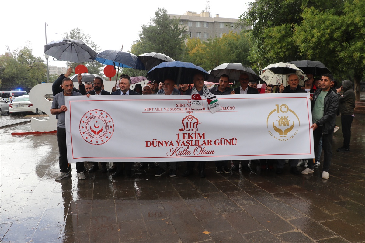 Diyarbakır ve Siirt\'te Yaşlılar Günü yürüyüşü yapıldı, Siirt\'te yağmurda yüründü