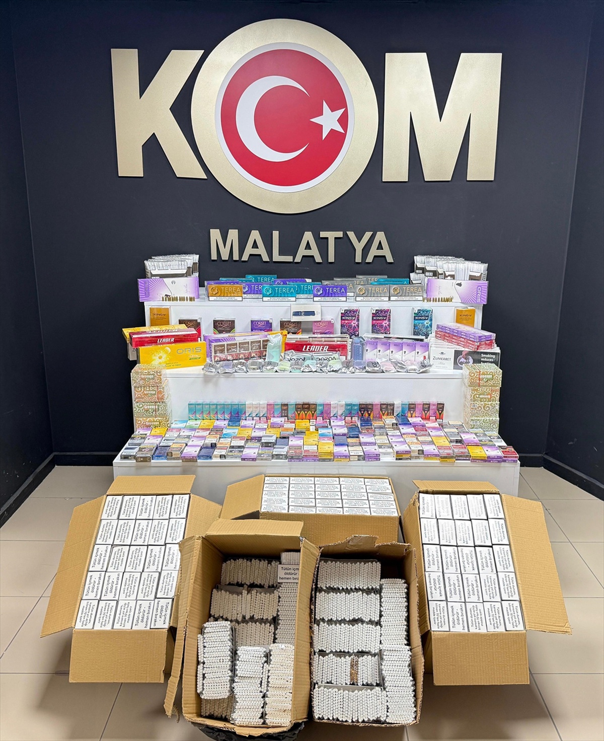 Malatya\'da polis operasyonunda 1 şüpheli gözaltına alındı, 63 bin 900 makaron bulundu