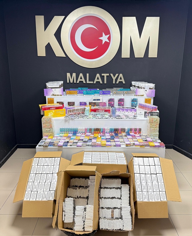 Malatya'da polis operasyonunda 1 şüpheli gözaltına alındı, 63 bin 900 makaron bulundu