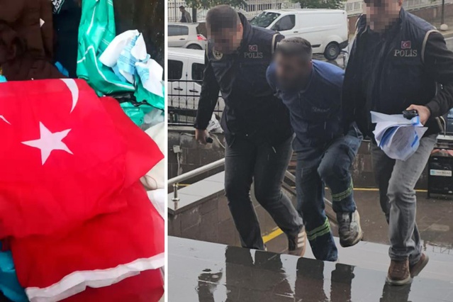 Çerkezköy'de bayrakları çöpe atan kişinin görüntüleri kendisinin çektiği belirlendi