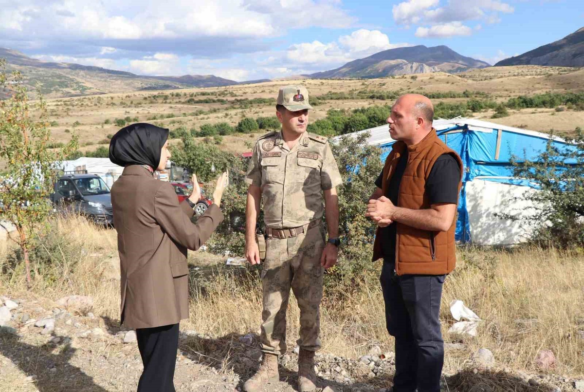 Tercan Kaymakamı Duman, Kemerçam köyü yolunda sathi kaplamayı denetledi