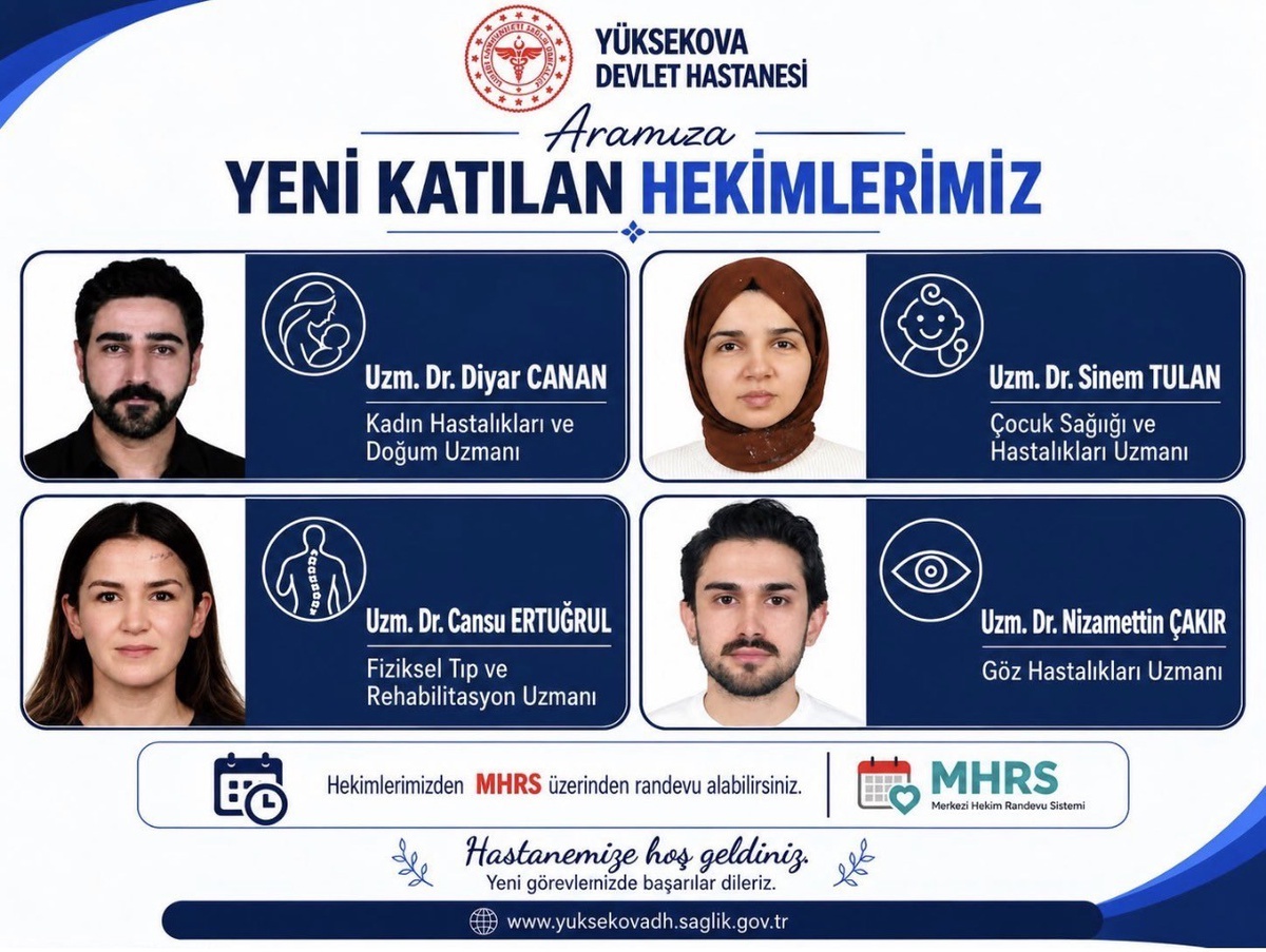 Hakkari Yüksekova\'da 4 yeni uzman hekim göreve başladı, uzman kadrosu 61\'e yükseldi