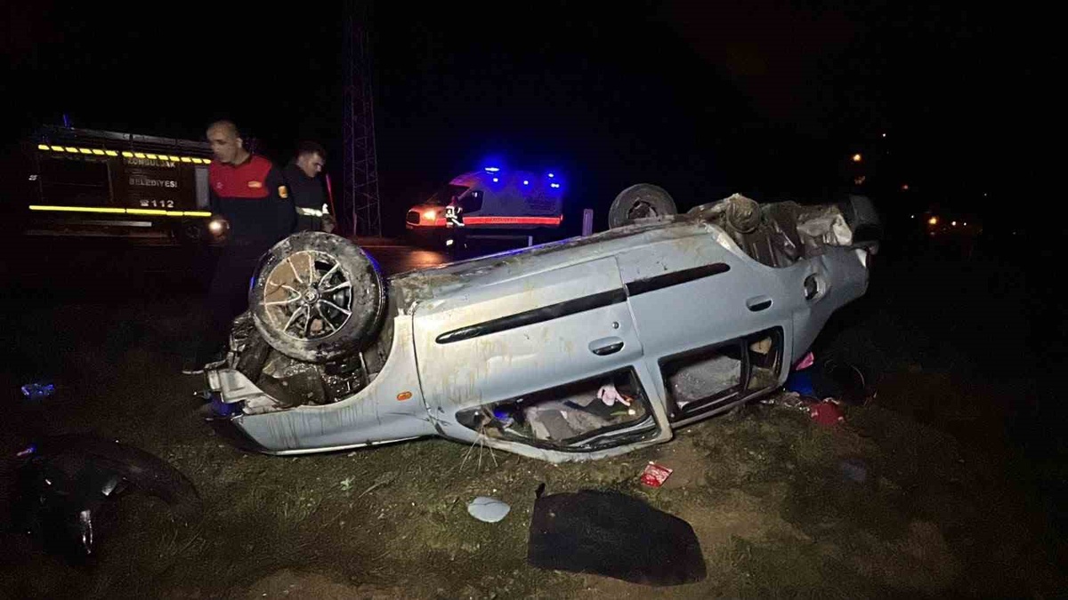 Zonguldak-Ankara karayolunda takla atan otomobildeki 2 kişi yaralandı